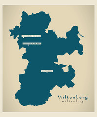 Modern Map - Miltenberg county of Bavaria DE