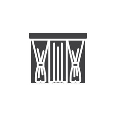 Window curtains vector icon. filled flat sign for mobile concept and web design. Decorative curtains glyph icon. Symbol, logo illustration. Pixel perfect vector graphics