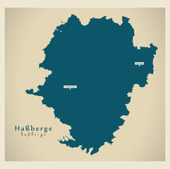 Modern Map - Hassberge county of Bavaria DE