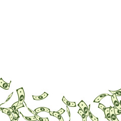 Indian rupee notes falling. Floating INR bills on 