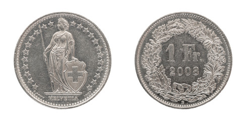 1 Swiss franc from the year 2008