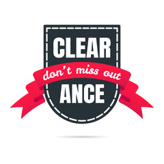 Clearance shield tag ribbon badge sale label concept template vector illustration isolated on white background. Web banners elements for website and advertising. Discount ribbon label design.