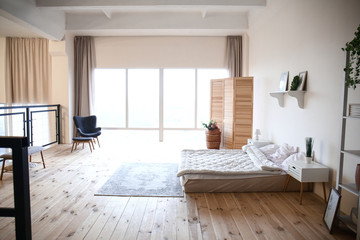 Beautiful interior of modern bedroom
