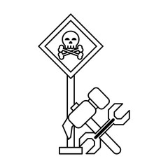 danger sign with tools