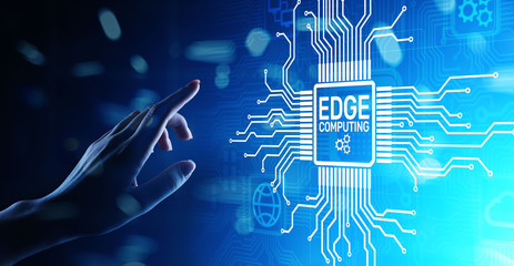 Edge computing modern IT technology on virtual screen concept. - obrazy, fototapety, plakaty
