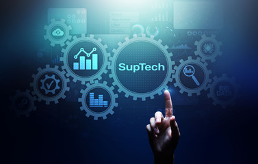 Suptech Regtech Supervisory Regulation technology concept on virtual screen.