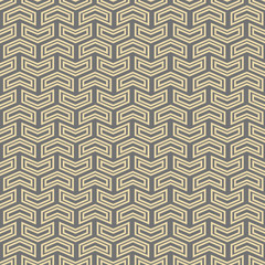 Geometric pattern with golden arrows. Geometric modern golden ornament. Seamless abstract background