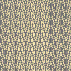 Geometric pattern with golden arrows. Geometric modern golden ornament. Seamless abstract background
