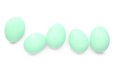 Beautiful Easter eggs on white background
