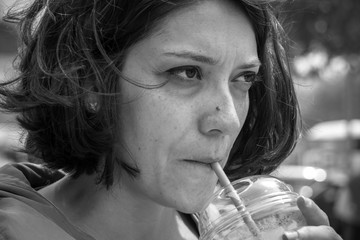 Young woman at holiday in Lanzarote