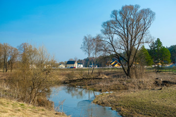 Fototapeta na wymiar Landscape with the image of spring lake