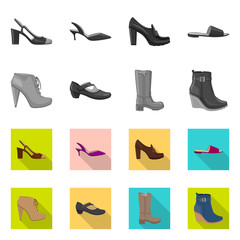 Fototapeta na wymiar Isolated object of footwear and woman icon. Set of footwear and foot stock vector illustration.