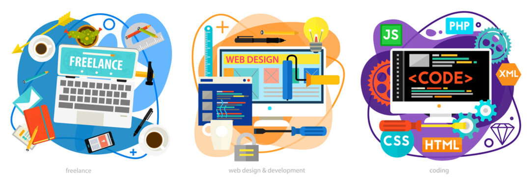 Programming, Development, Analytics and Coding Concept Banners