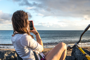 Young woman at holiday in Lanzarote