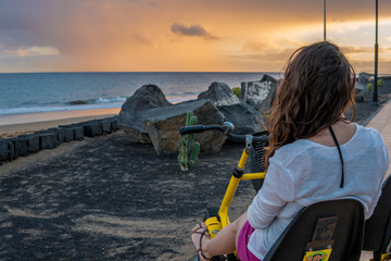 Young woman at holiday in Lanzarote