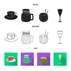 Isolated object of drink and bar sign. Set of drink and party stock vector illustration.