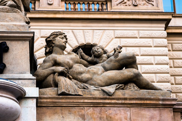 old statue of saint, isolate