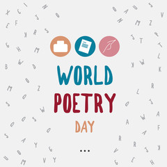 world poetry day vector with many text