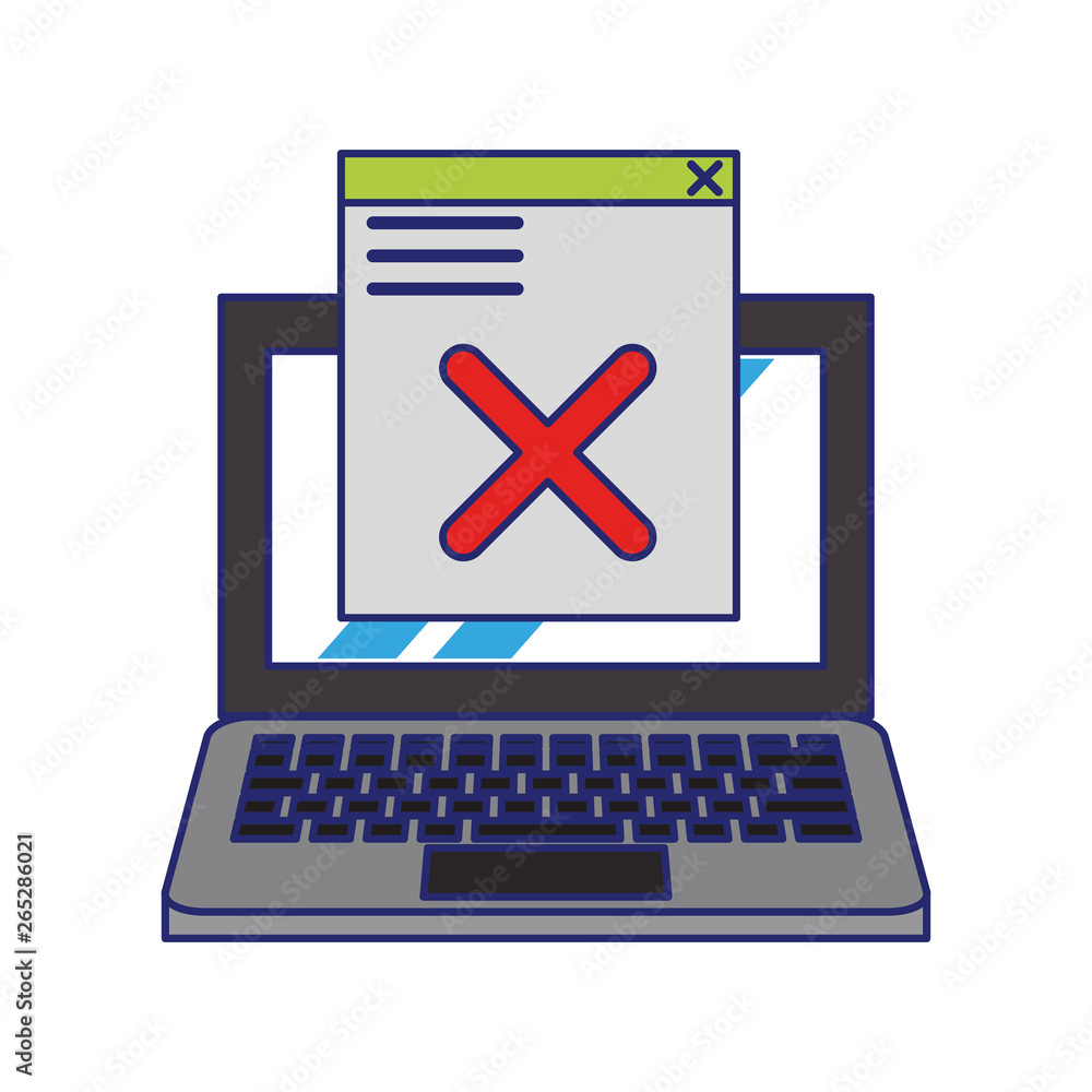 Poster computer and broken web site blue lines