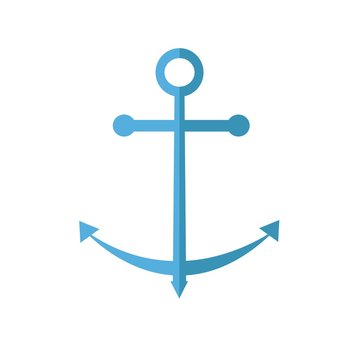 Flat icon blue anchor isolated on white background. Modern vector illustration.