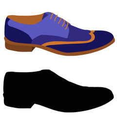 vector, isolated, men's shoes, with black silhouette