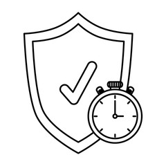 Fototapeta premium shield with check symbol and chronometer