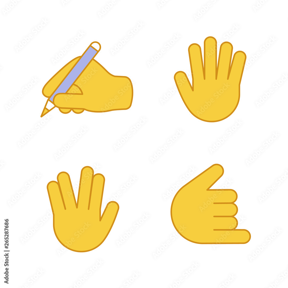 Sticker Hand gesture emojis color icons set