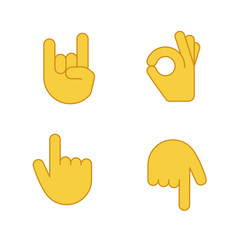 Hand gesture emojis color icons set
