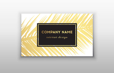 Business cards tropical graphic design, tropical palm leaf. Vector illustration. Creative business card template design.