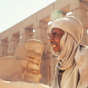 a Beduin man in the Temple city of Luxor in in the Egypt, Luxor city