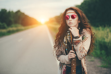 Obraz premium romantic hippie girl