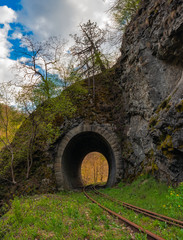 Fototapeta na wymiar Old stone train tunnel 