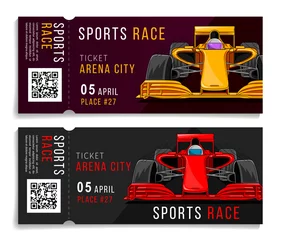 Foto op Canvas Race tickets with sport car illustration layout © marynaionova