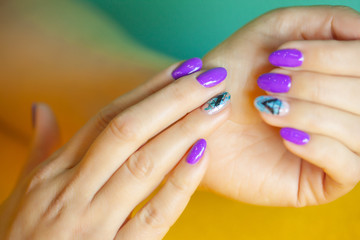 Female hands in manicure salon
