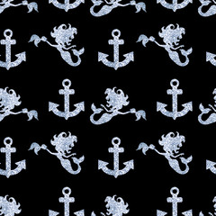 Golden Glitter sparkling sea life  seamless pattern