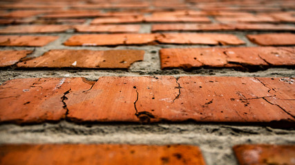 red brick wall close up