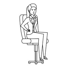 elegant businesswoman sitting in office chair
