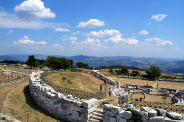 Pietrabbondante, Molise/Italy - The archaeological remains with the Samnites Temple and Theatre.