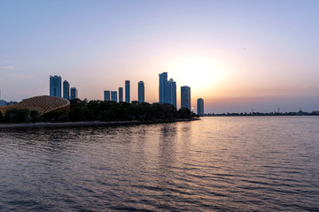 Beautiful Evening View of Sharjah Skyline