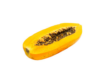 Papaya isolated on white background. Papaya cut in half.    
