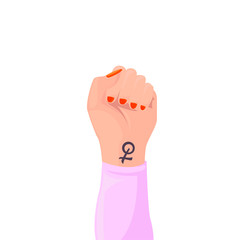 Girl Power symbol of feminist movement isolated. Woman hand with girls sign. Vector