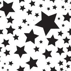 Vector seamless texture with black stars on a white background