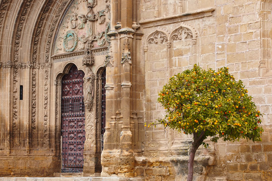 Gothic gate arch of San Pablo church in Ubeda, Jaen