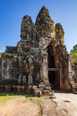 Fototapeta na wymiar Angkor Wat, Cambodia September 6th 2018 : Tourists at the south gate of the Angkor Thom temple complex, Siem Reap, Cambodia