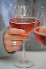 Bright drink cider in a large glass