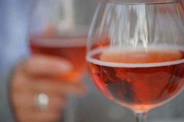 Bright drink cider in a large glass