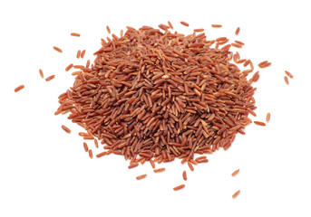 Wild red rice pile isolated on white background