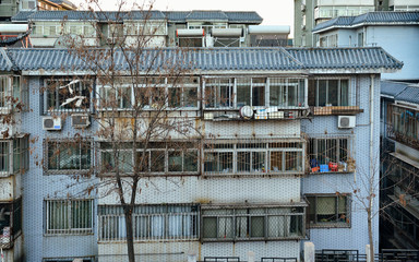 Typical Chinese residential buildings in popular, poor districts.