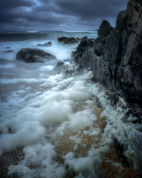 Stormy Bagh Steinigidh beach, Isle of Harris, Outer Hebrides, Scotland