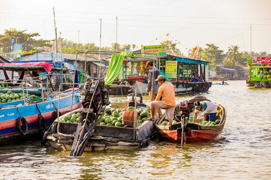 The floating market outside Can Tho, Vietnam